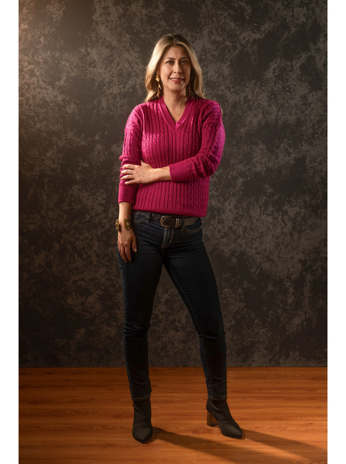 Buzo Trenzado Mujer. Maria Paula Magenta