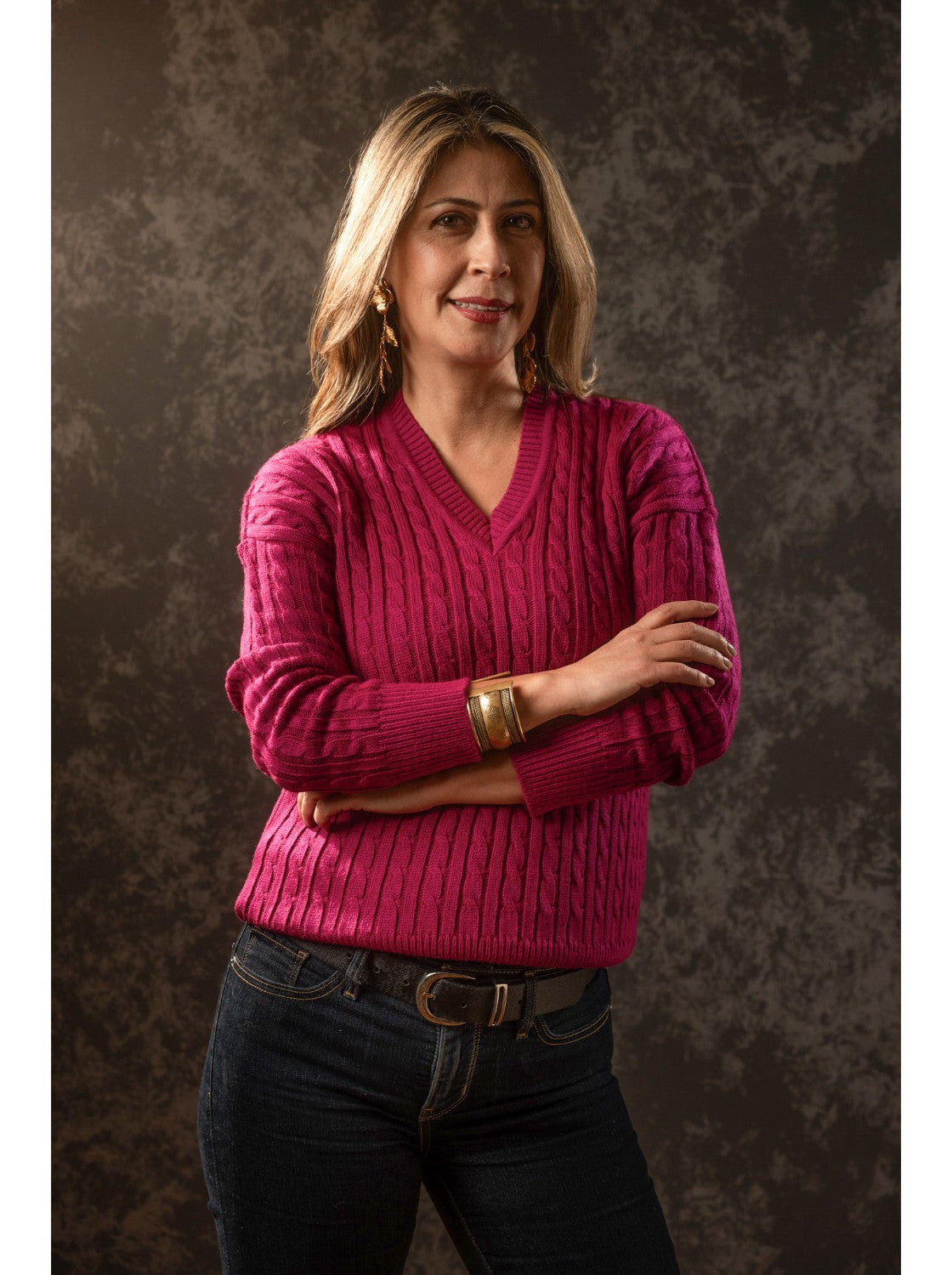 Buzo Trenzado Mujer. Maria Paula Magenta