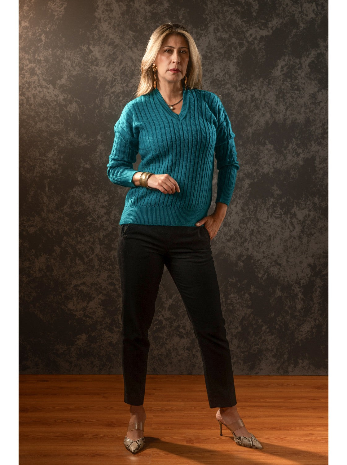 Buzo para Mujer tejido. Maria Paula Verde Jade