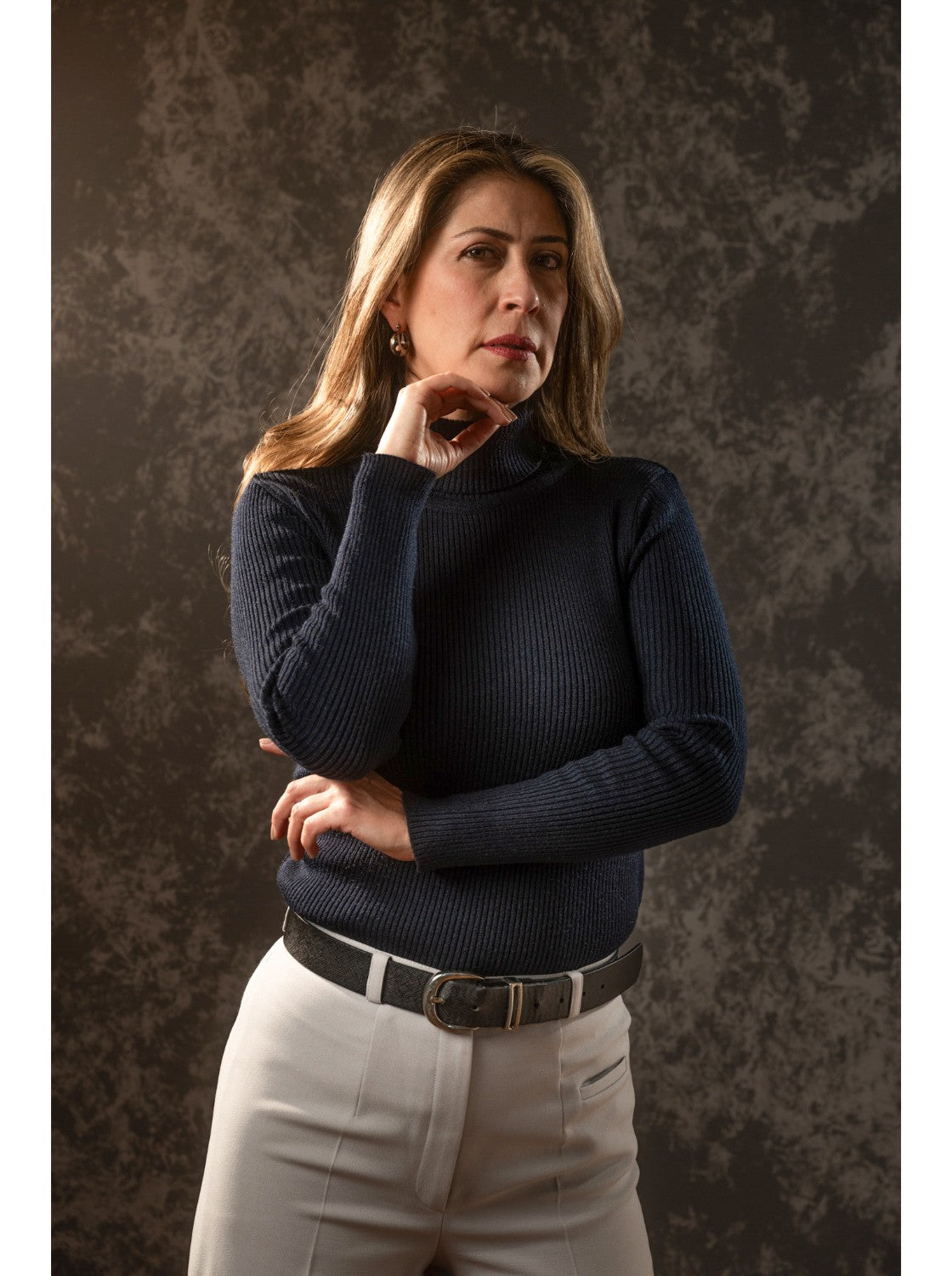 Buzo clasico para Mujer. Resortado Azul Oscuro