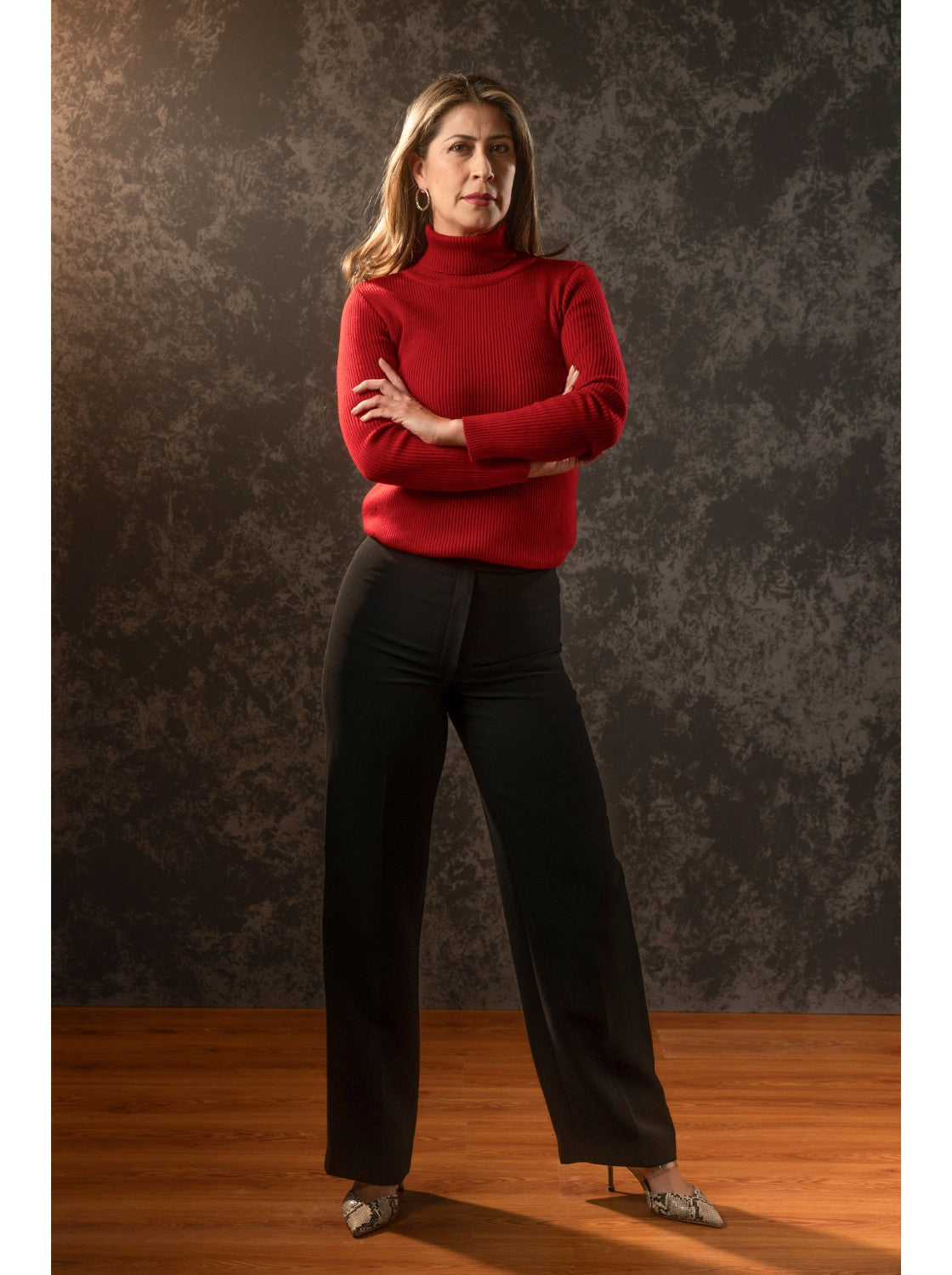 Buzo Cuello Tortuga Mujer. Resortado Rojo