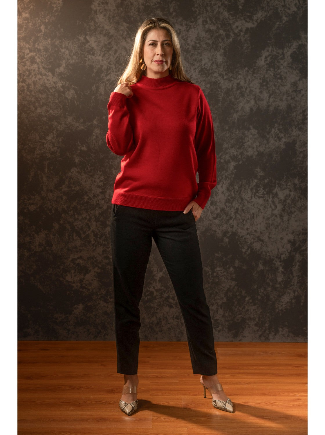 Buzo Tejido para Mujer. Almendra Rojo