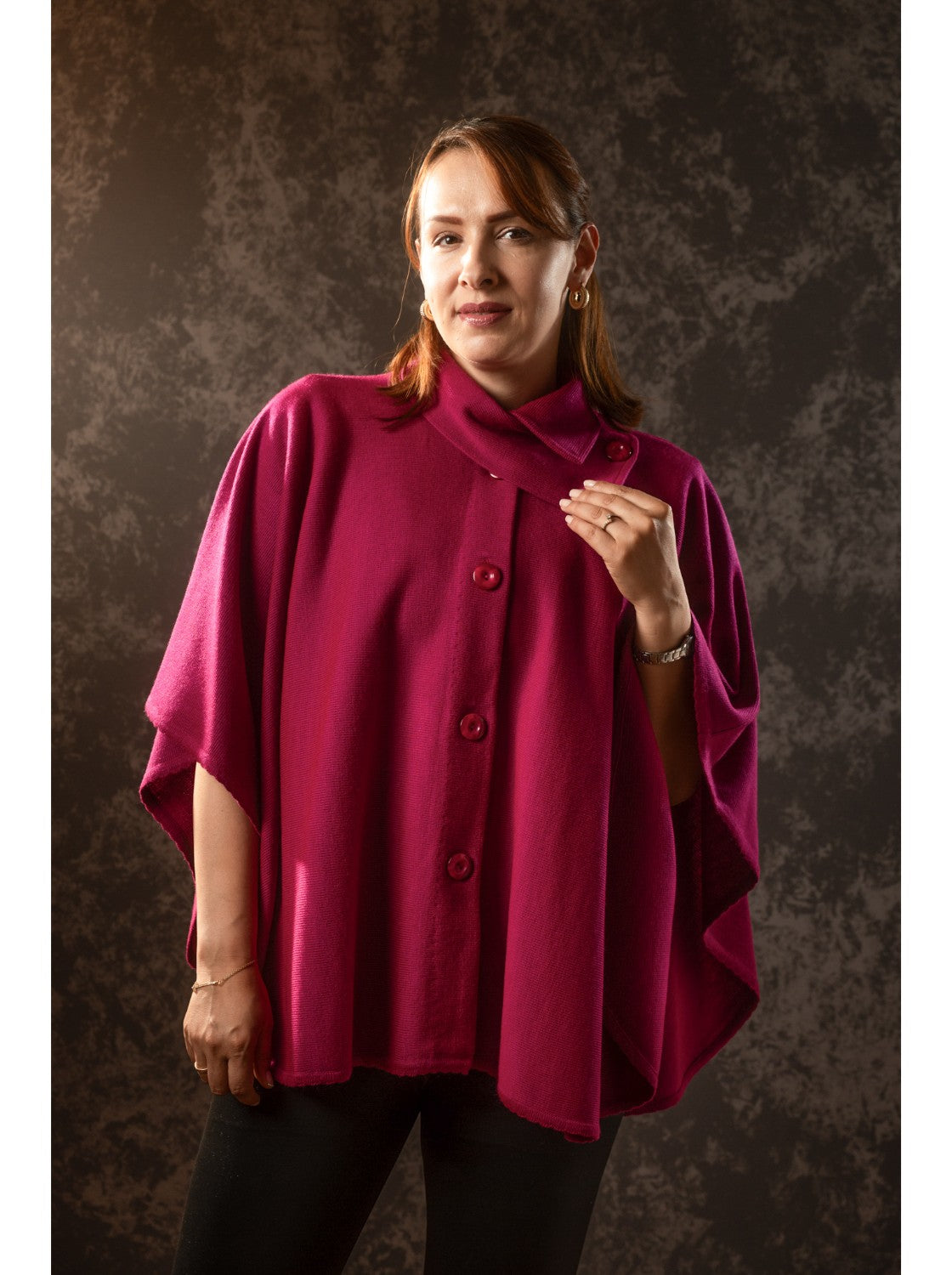Capa elegante mujer tejida - Rosita Magenta