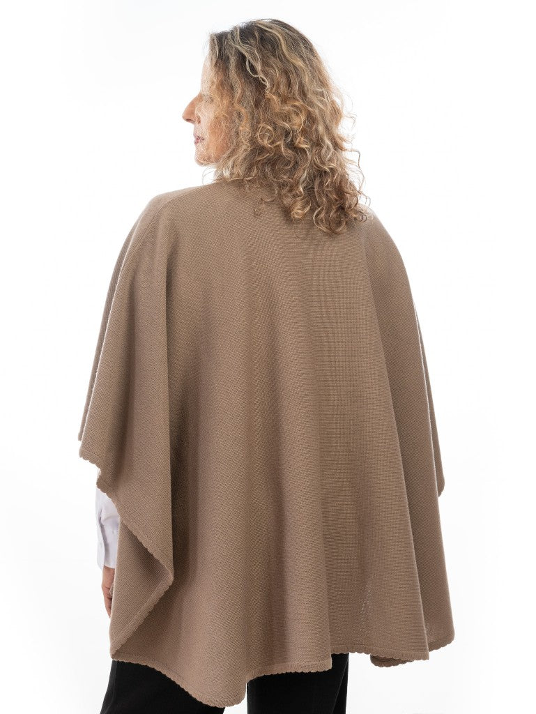 Ruana elegante para mujer en lana - Rosita Taupe