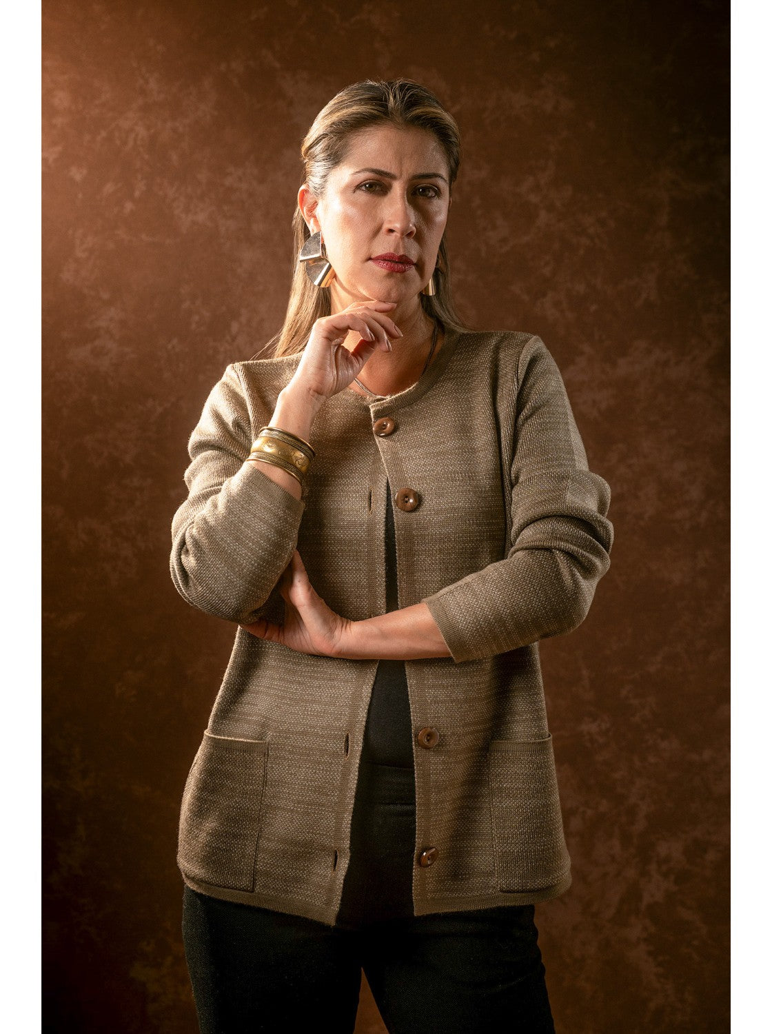 Saco de lana para mujer. Celina Taupe-Habano