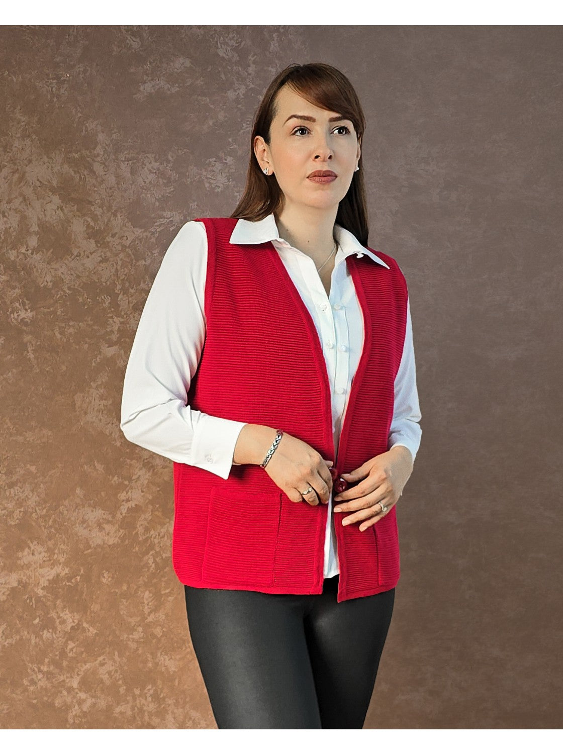 Chaleco para Mujer Tejido. Carmelita Rojo