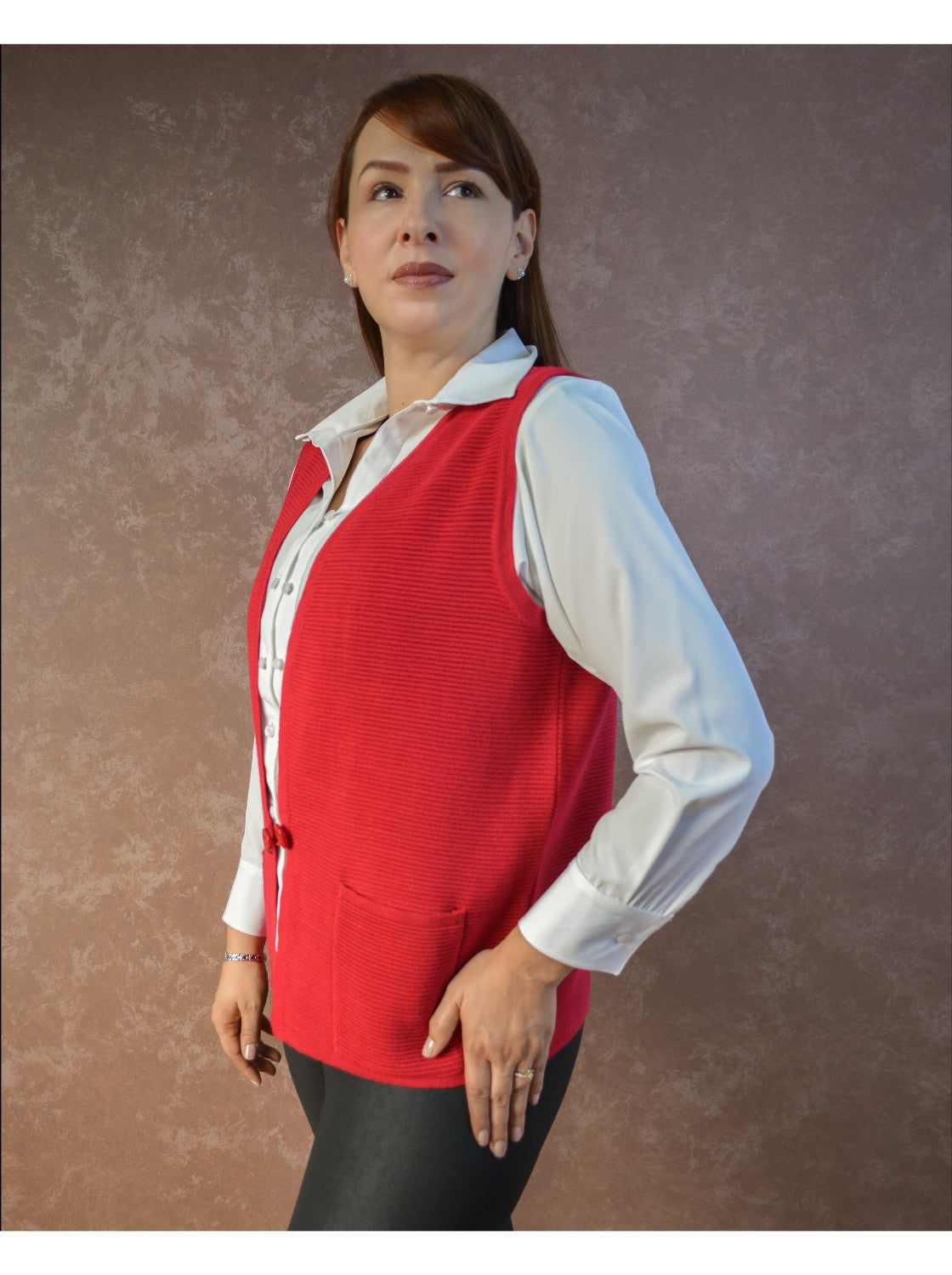 Chaleco para Mujer Tejido. Carmelita Rojo
