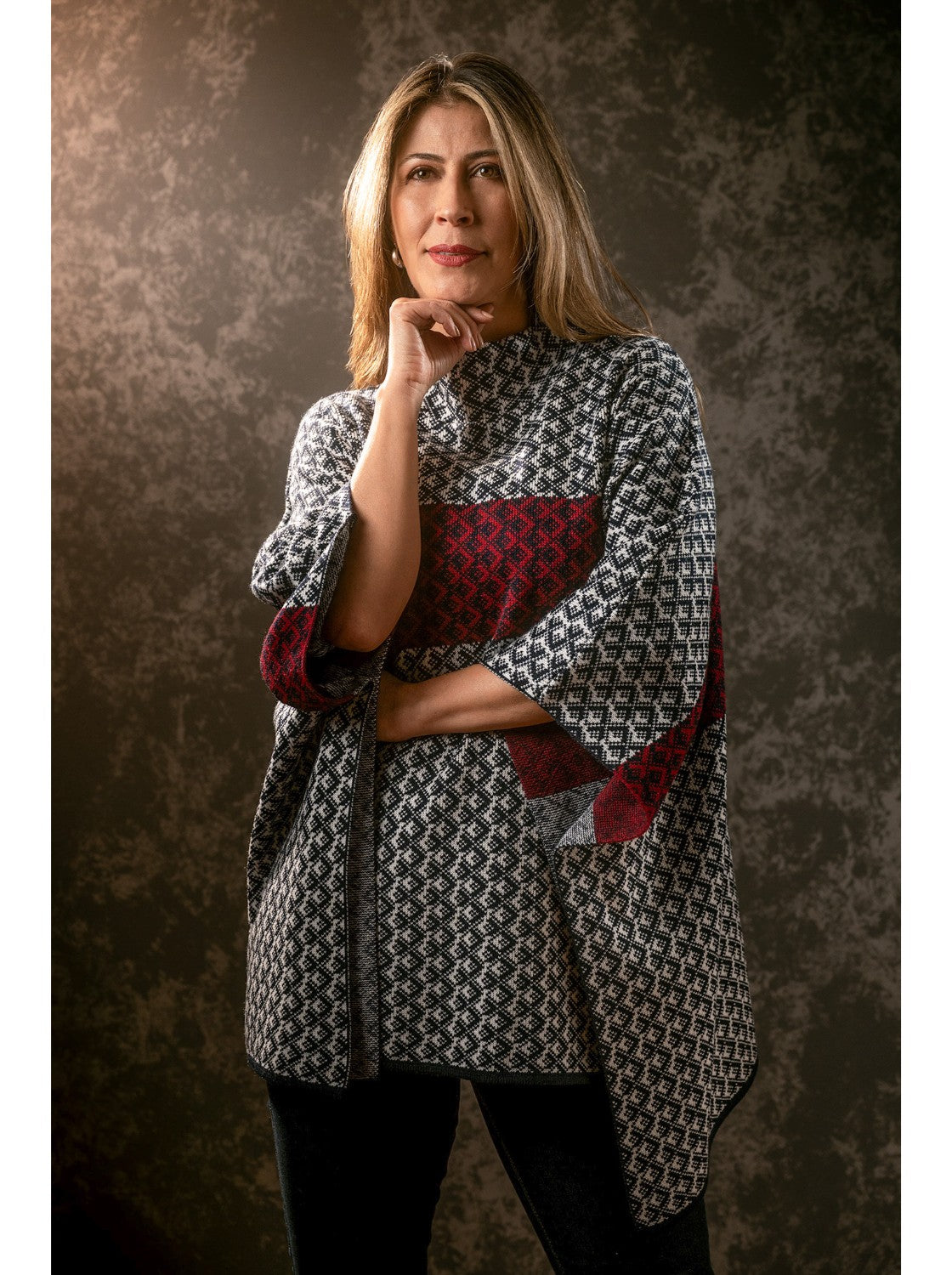 Ruana elegante. Kany Azul-Hueso