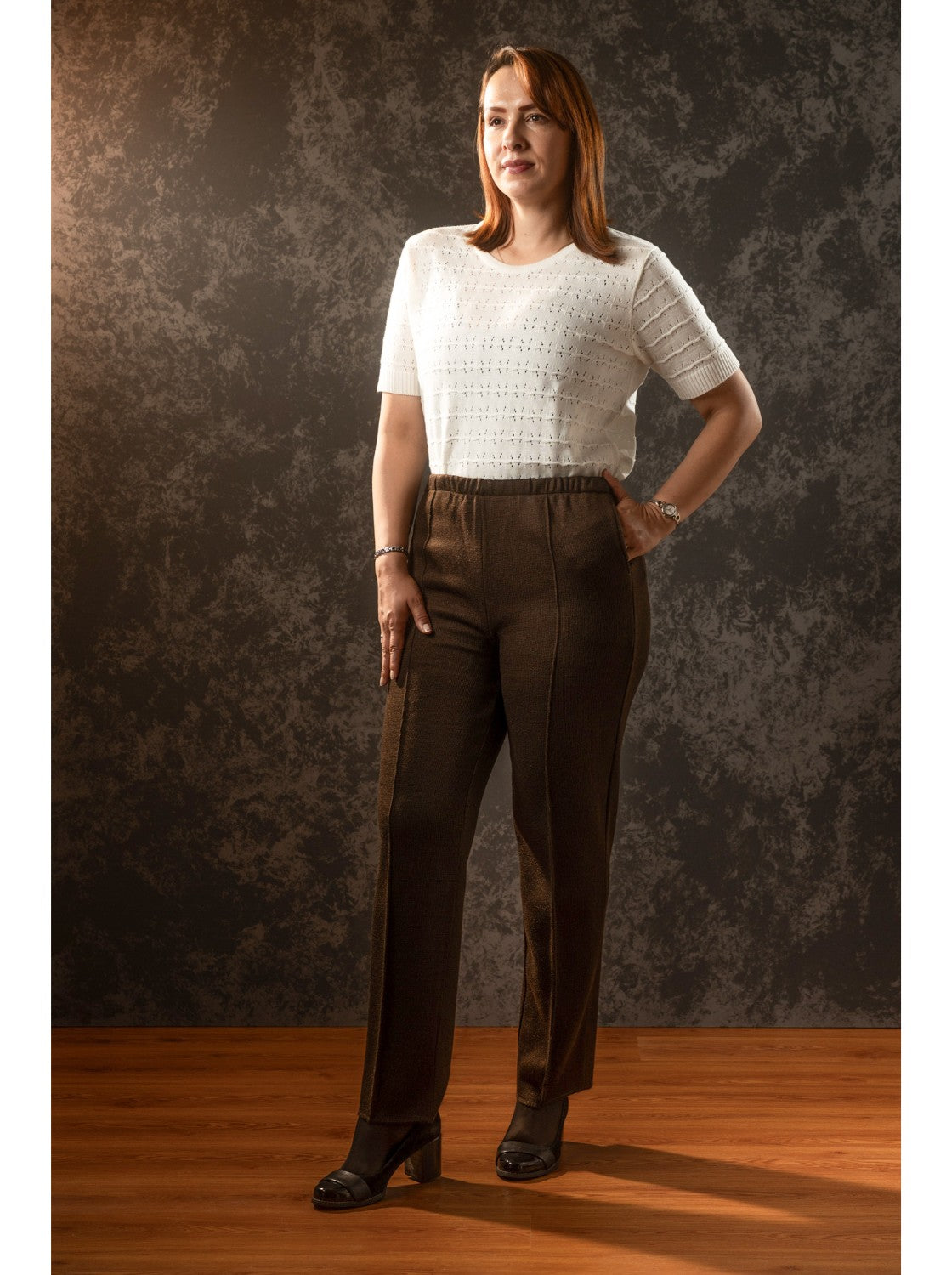 Pantalon de lana para mujer Cafe. Casadiego