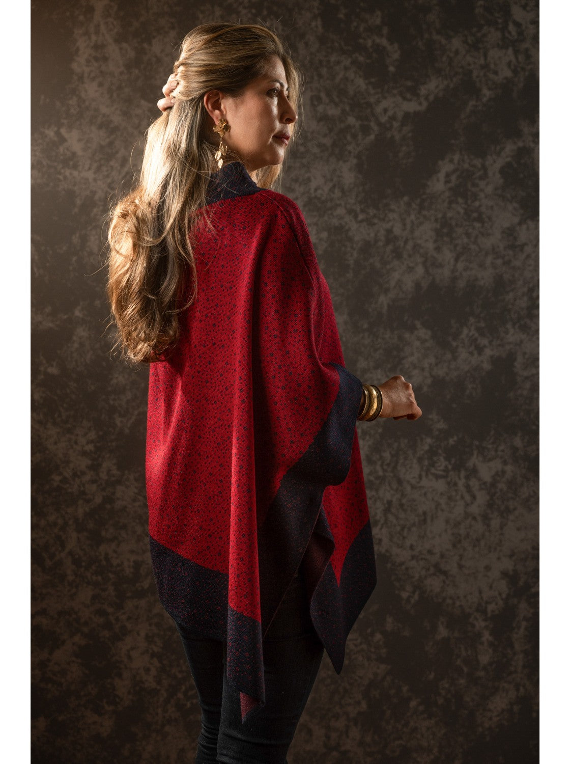 Ruana de mujer. Dalila Azul-Rojo