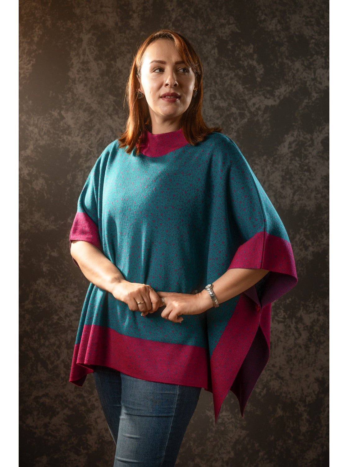 Ruana de mujer. Dalila Fucsia-Jade