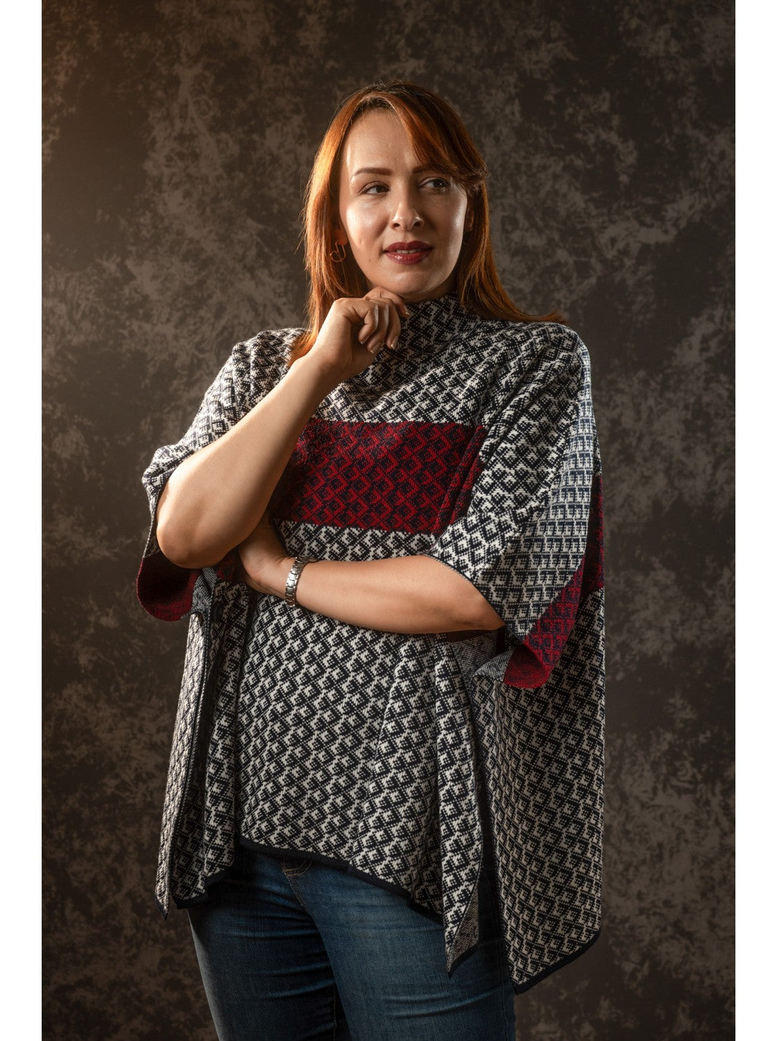 Ruana elegante. Kany Azul-Hueso