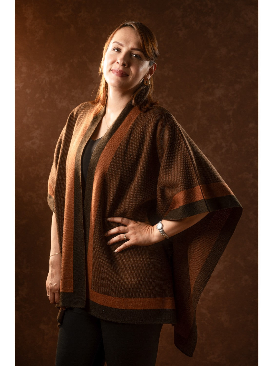 Ruana Tipo chal. Paipa Cafe-Miel