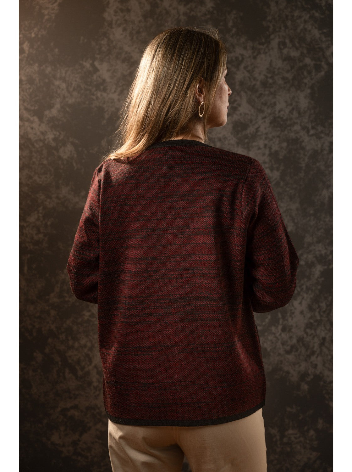 Saco de lana para mujer. Celina Negro-Rojo