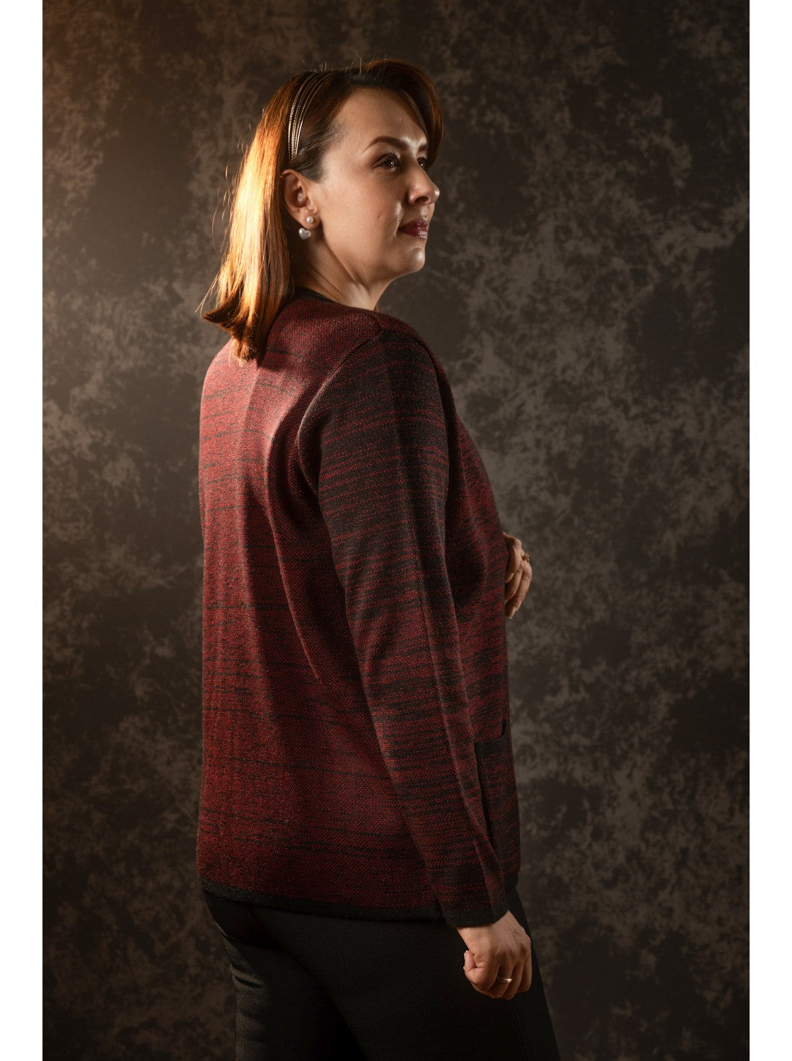 Saco de lana para mujer. Celina Negro-Rojo