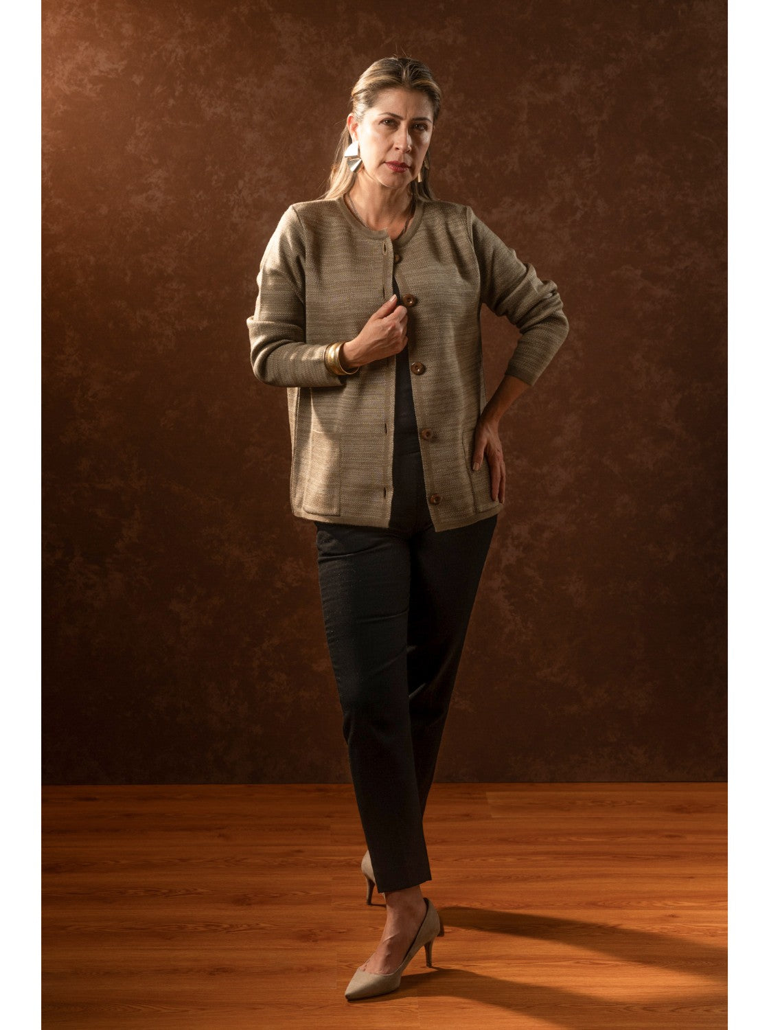 Saco de lana para mujer. Celina Taupe-Habano