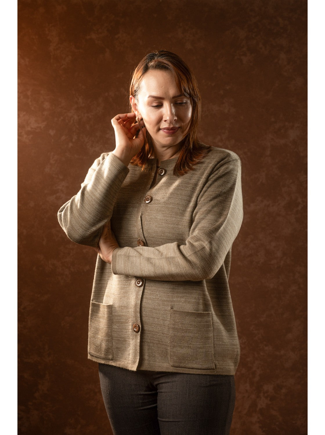 Saco de lana para mujer. Celina Taupe-Habano