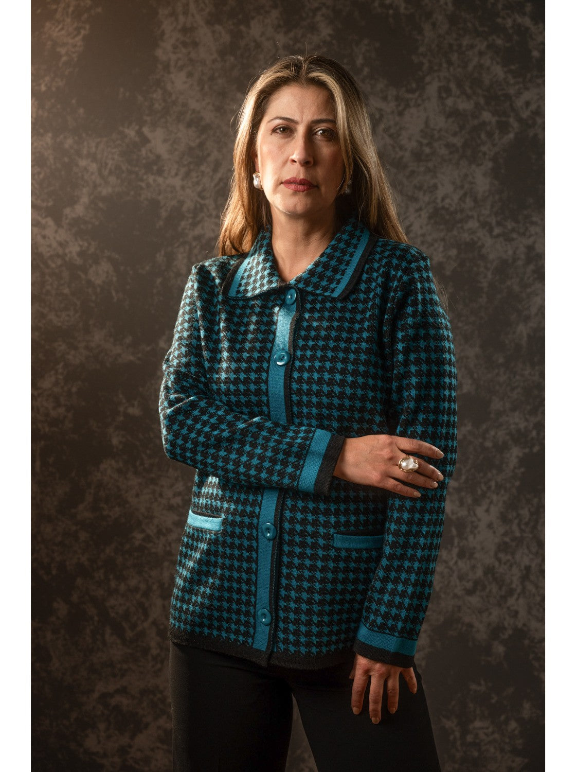 Saco cuello camisero mujer. Conchita Negro-Petróleo