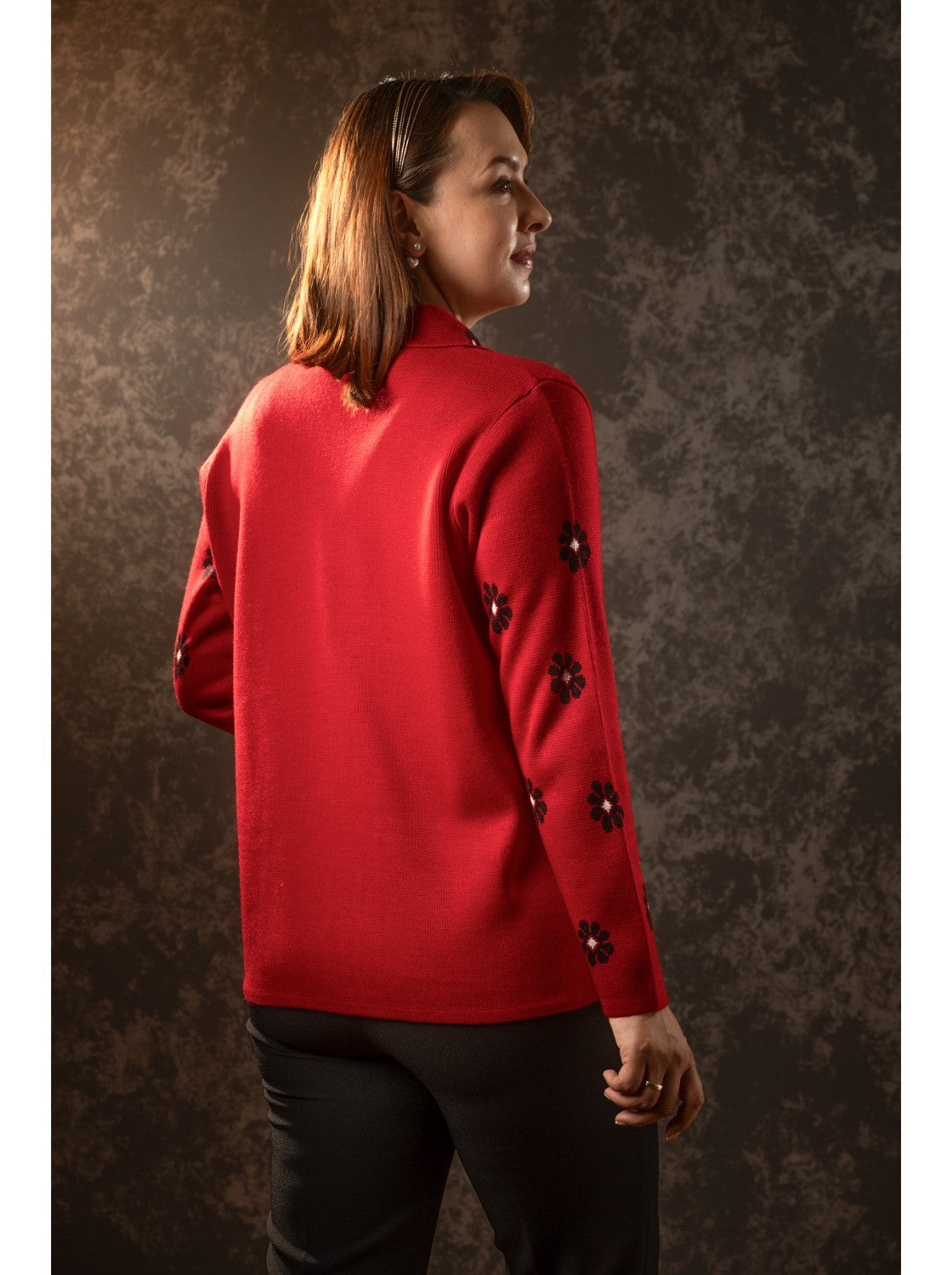 Sueter para dama. Mechitas Rojo-Negro