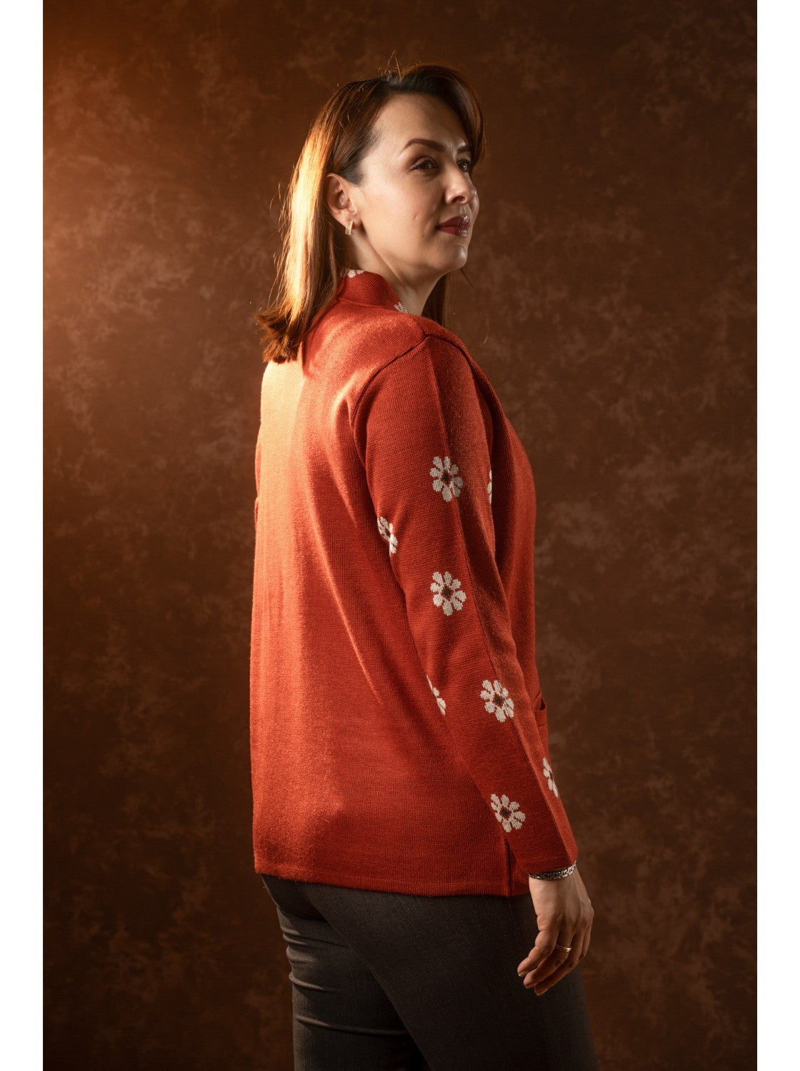 Sueter para dama. Mechitas Terracota-Habano