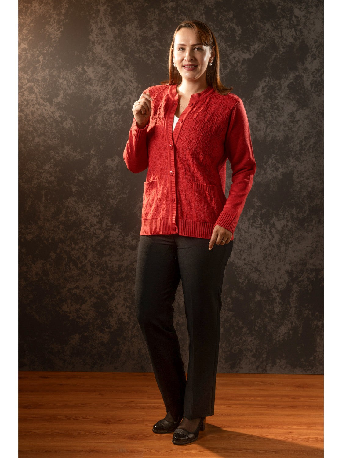 Pilar, Saco corte clasico para Mujer. Coral