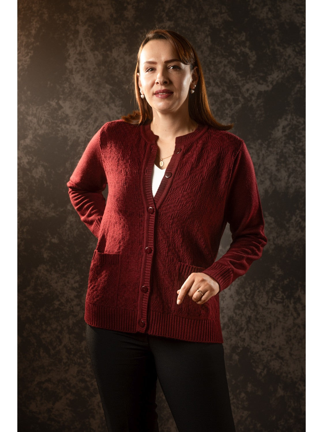 Pilar, Saco corte clasico para Mujer. Vinotinto