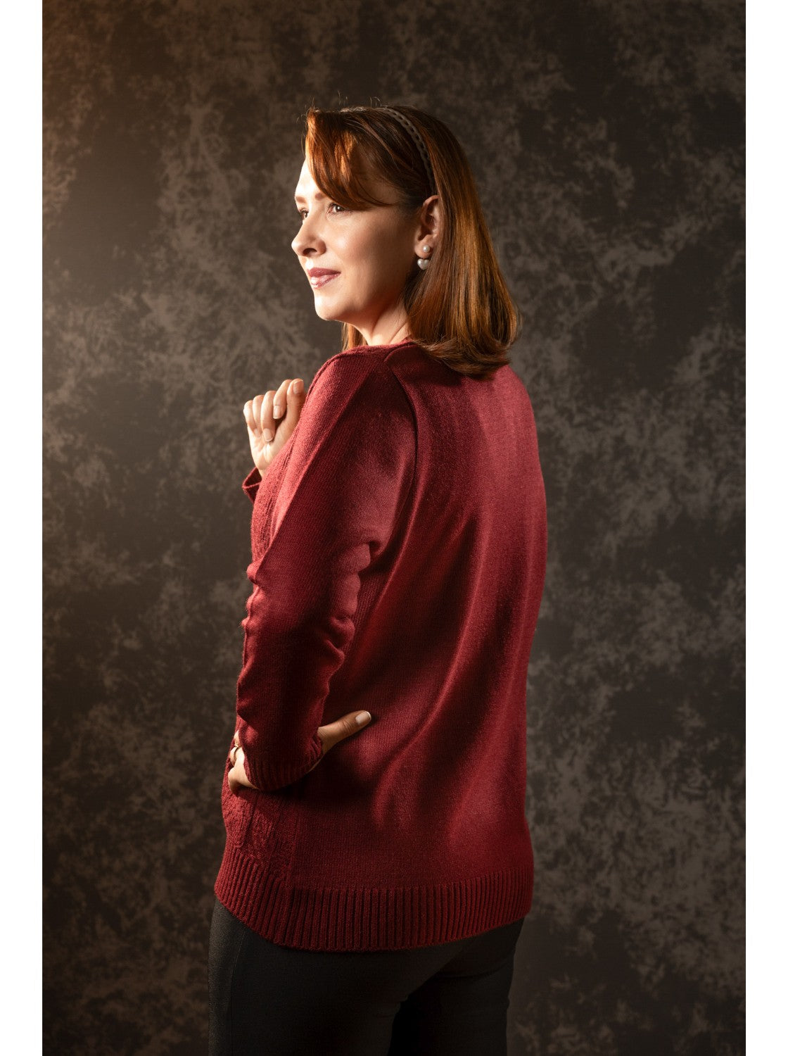 Pilar, Saco corte clasico para Mujer. Vinotinto