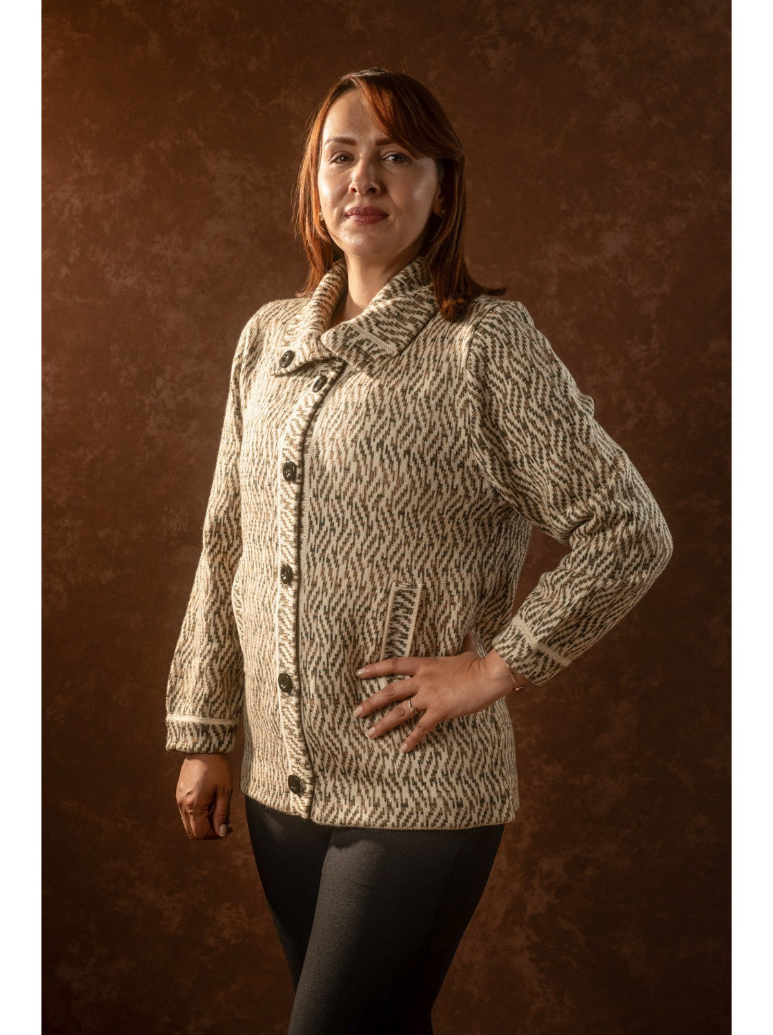 Sacon Cuello de Voltear - Sueter Elegante para Mujer. Beige