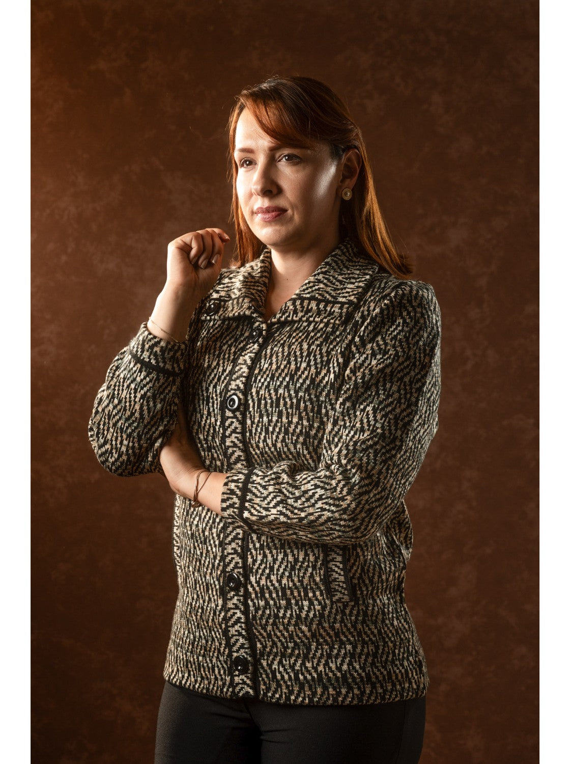 Sacon Cuello de Voltear - Sueter Elegante para Mujer. Tigrillo