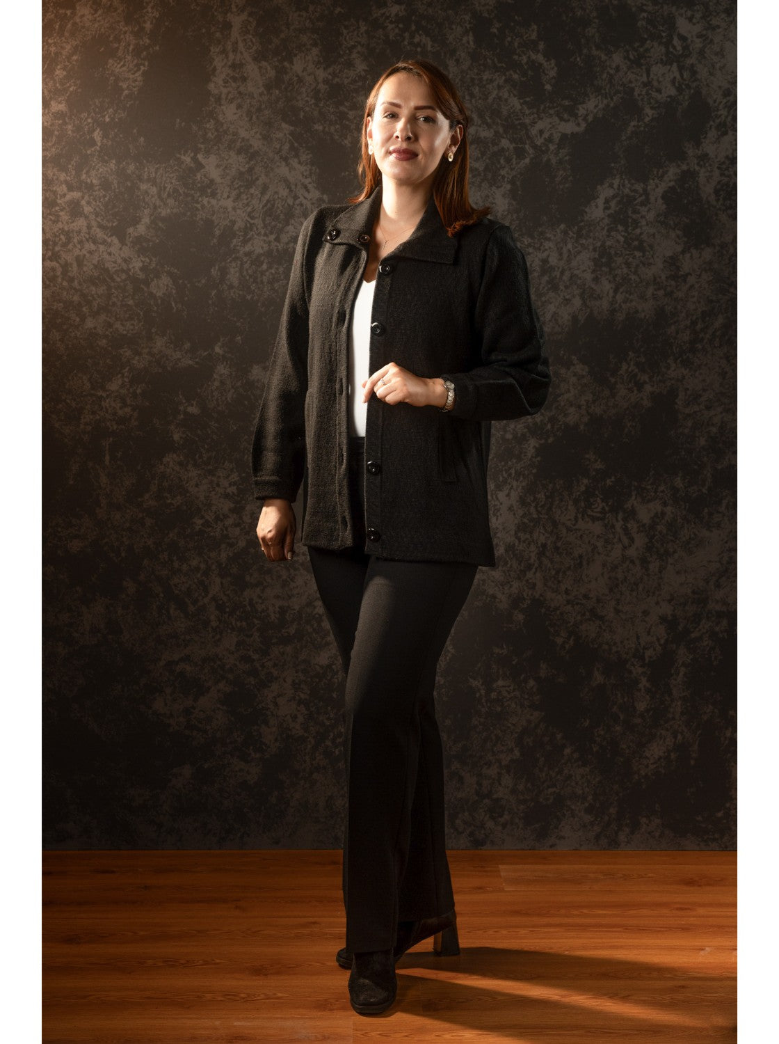 Sacon Cuello de Voltear - Sueter Elegante para Mujer. Negro