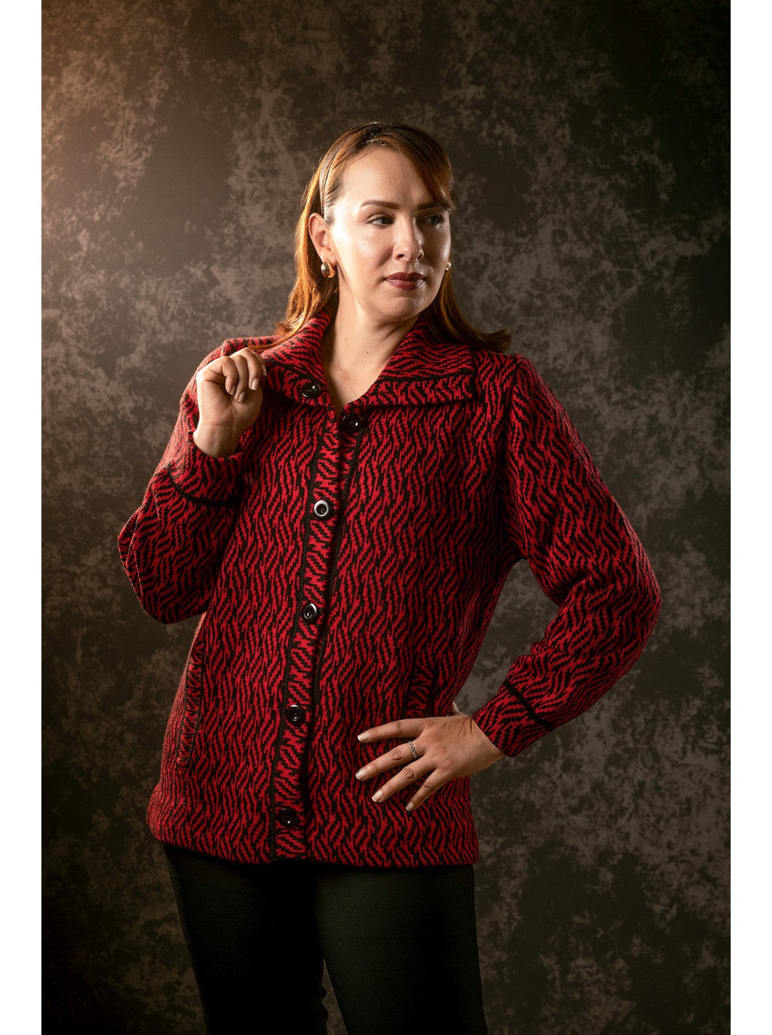 Sacon Cuello de Voltear - Sueter Elegante para Mujer. Rojo